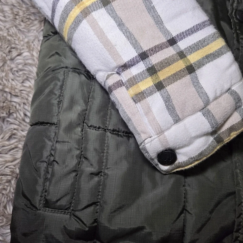 Nike 6.0‎ Youth XL Plaid Hooded 2fer Green Jacket Puffer Vest Style Y2K